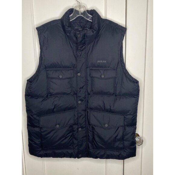 Men's PrAna Timber Trail Vest XLarge Black down vest Standard fit, pockets, warm - Picture 2 of 4